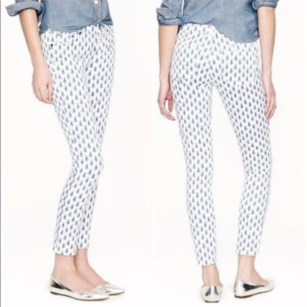J.crew Toothpick Ankle Crop Jeans in Thistle size 28 white and blue